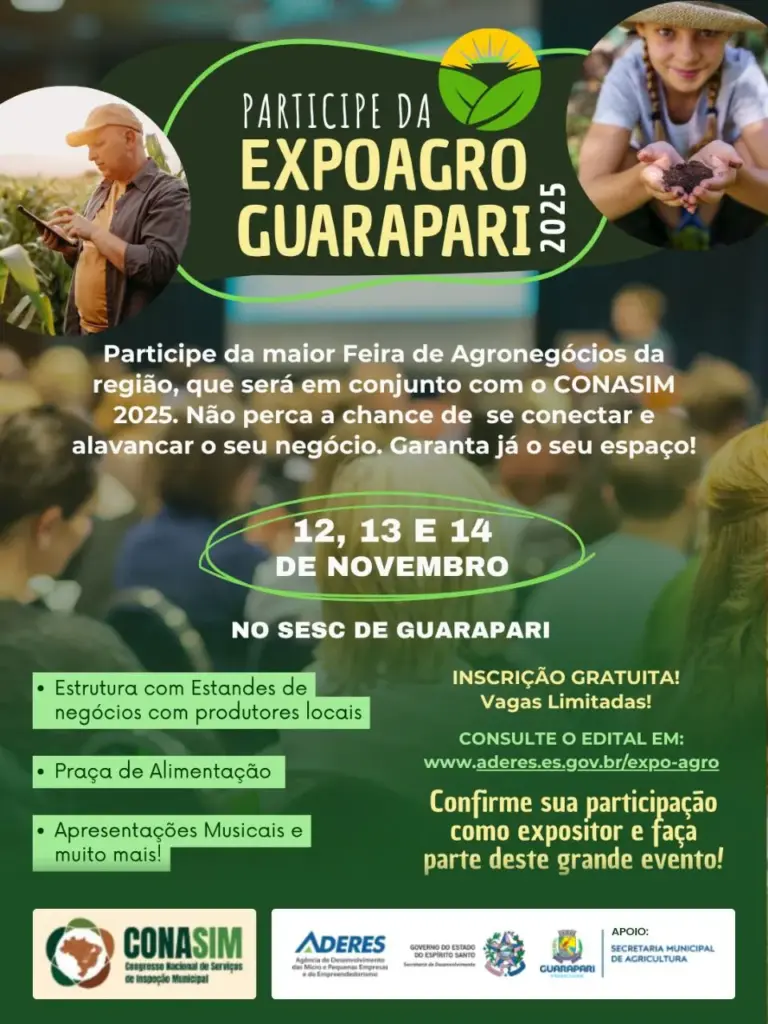 Guarapari sedia a ExpoAgro 2025, maior feira de agronegócios da região, entre os dias 12 e 14 de novembro
