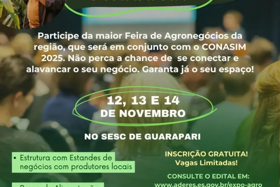 Guarapari sedia a ExpoAgro 2025, maior feira de agronegócios da região, entre os dias 12 e 14 de novembro