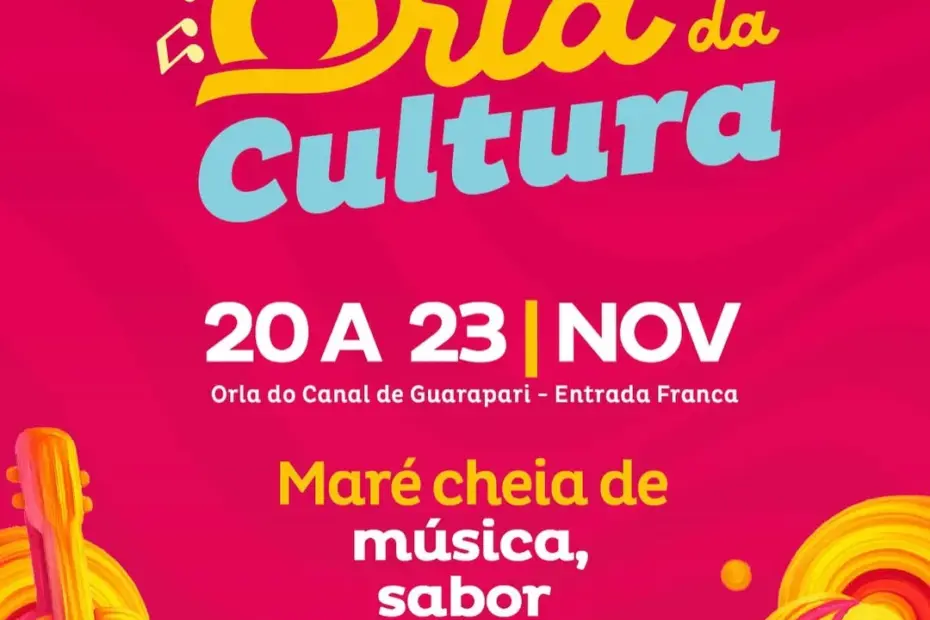 Orla da Cultura movimenta Guarapari com arte, música e gastronomia entre 20 e 23 de novembro