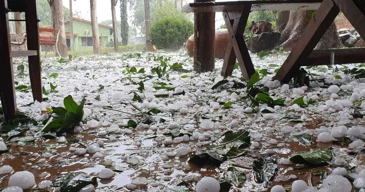 Temporal de granizo surpreende Sarandi e deixa cenário branco nas estradas e plantações