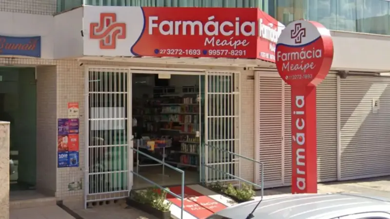 Farmácia Meaípe na Av. Donário Francisco de Jesus, 99, Meaípe, Guarapari (ES) — aberta de segunda a domingo das 06h às 22h com entrega gratuita