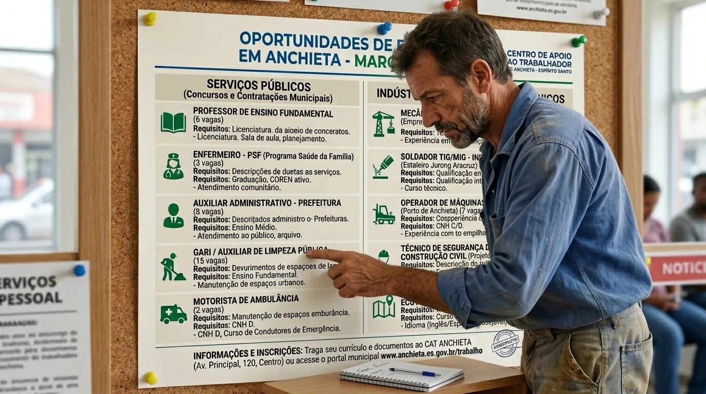 Leia mais sobre o artigo Vagas de emprego em Anchieta: confira as oportunidades abertas nesta segunda-feira (30/03)