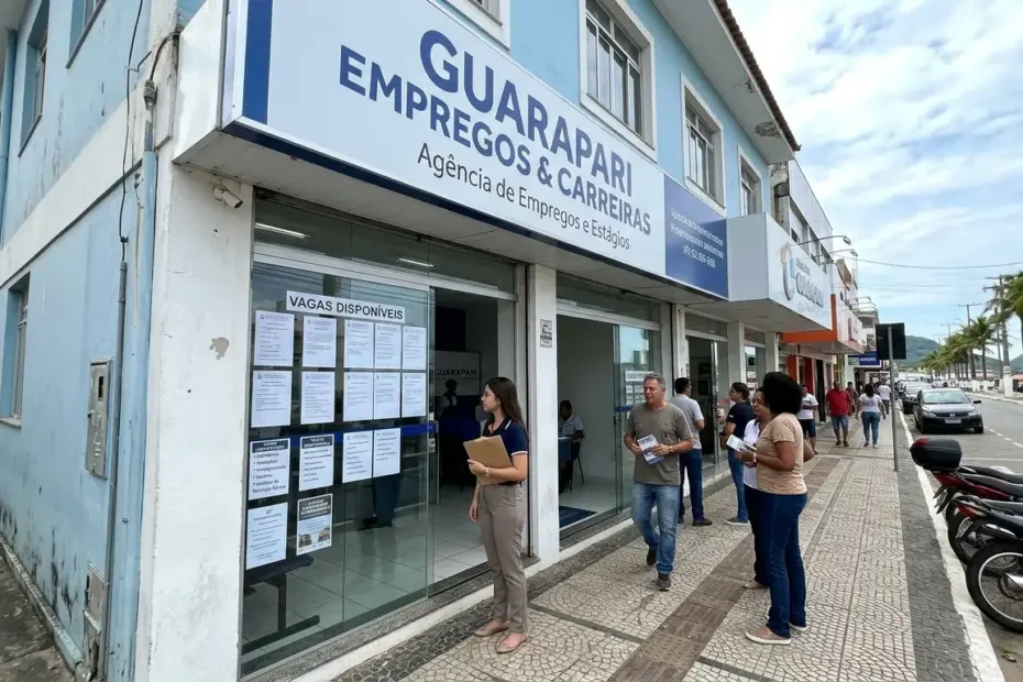 Profissional segurando celular enviando currículo para vagas de emprego em Guarapari via WhatsApp.