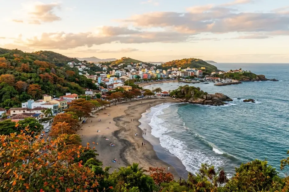 Vista do Parque de Setiba em um dia de sol suave, ilustrando o que fazer em Guarapari no outono.