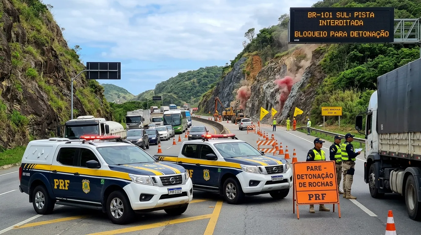 Leia mais sobre o artigo Trânsito em Guarapari hoje, 7 de abril de 2026: BR-101 com interdição ao meio-dia e centro da cidade em fluxo normal nesta terça-feira