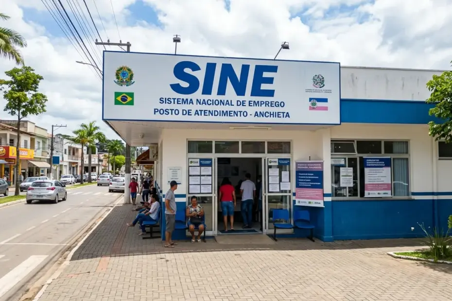 Fachada da Casa do Cidadão em Anchieta, onde funcionam as Vagas de emprego em Anchieta hoje através do Sine.