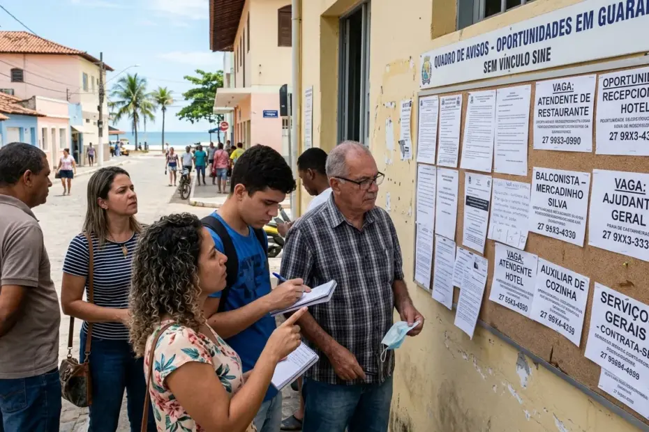 Profissional analisando painel de Vagas de Emprego em Guarapari hoje em um dispositivo móvel.