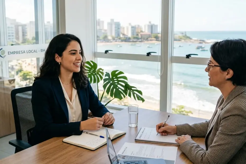 Painel informativo destacando as Vagas de emprego em Guarapari hoje em diversos setores da economia local.