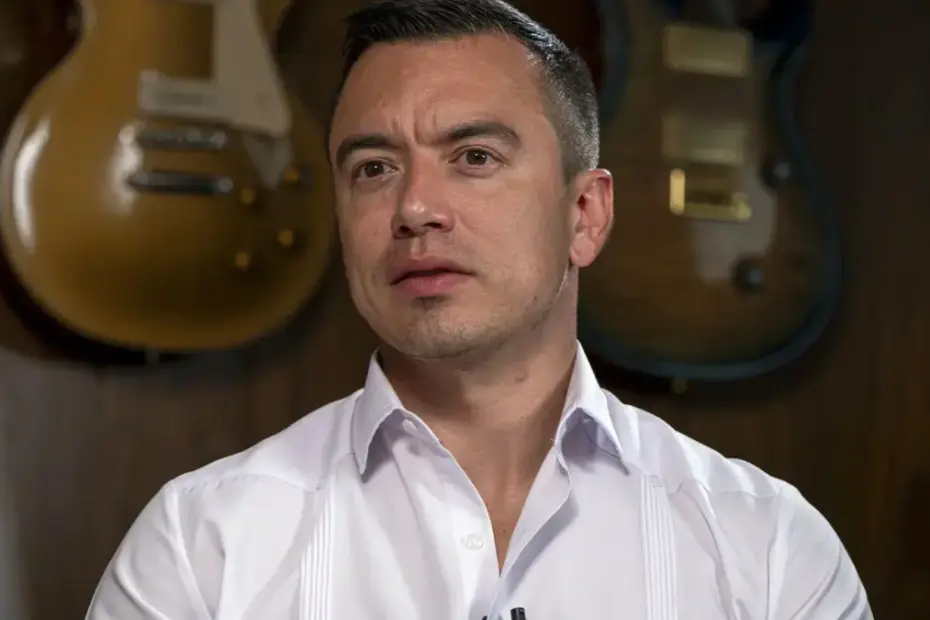 Daniel Noboa suspende tarifas de segurança sobre produtos colombianos em apoio ao candidato conservador nas eleições.