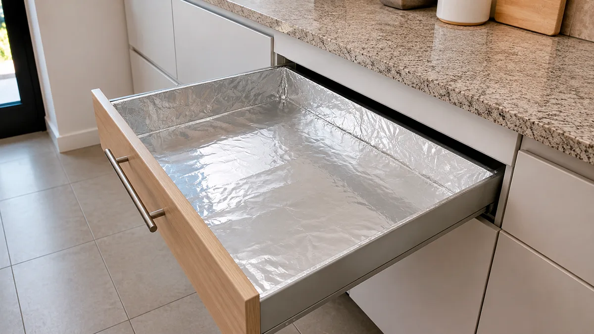 Leia mais sobre o artigo Papel-alumínio protege gavetas da cozinha e facilita limpeza agora