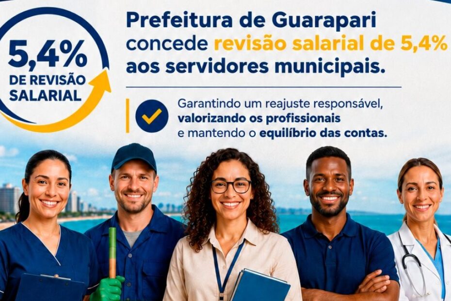 Prefeitura de Guarapari anuncia reajuste de 5,4% para servidores públicos e garante pagamento retroativo