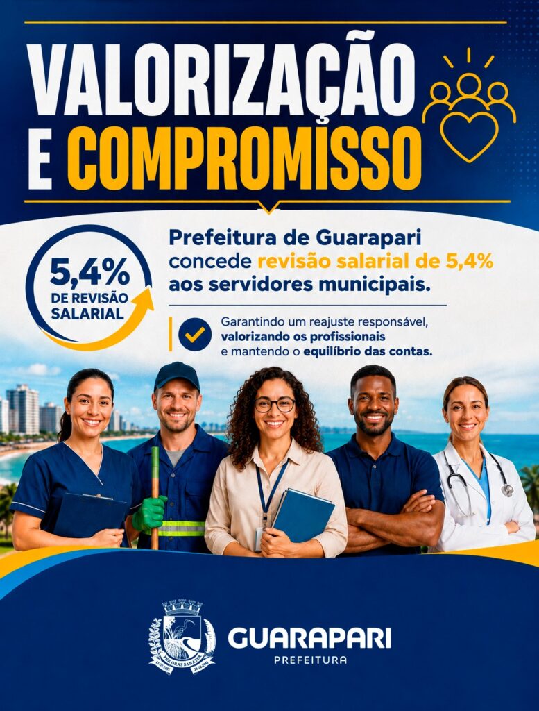 Prefeitura de Guarapari anuncia reajuste para servidores públicos