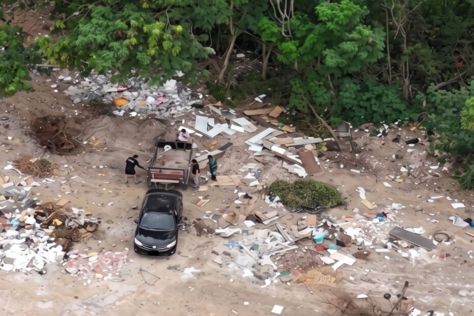 Drones da Prefeitura da Serra sobrevoam área urbana para identificar e multar descarte irregular de lixo.