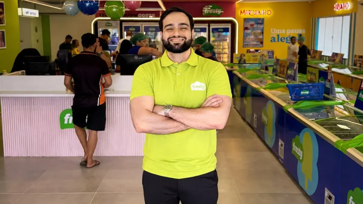 Edgard Filipe Segantini, CEO da Frosty, em evento de comemoração pelos R$ 300 milhões de faturamento da marca de sorvete.
