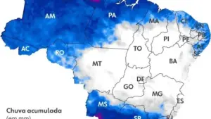 Frente fria chega ao Brasil e pode trazer até 150 mm de chuvas, alertam