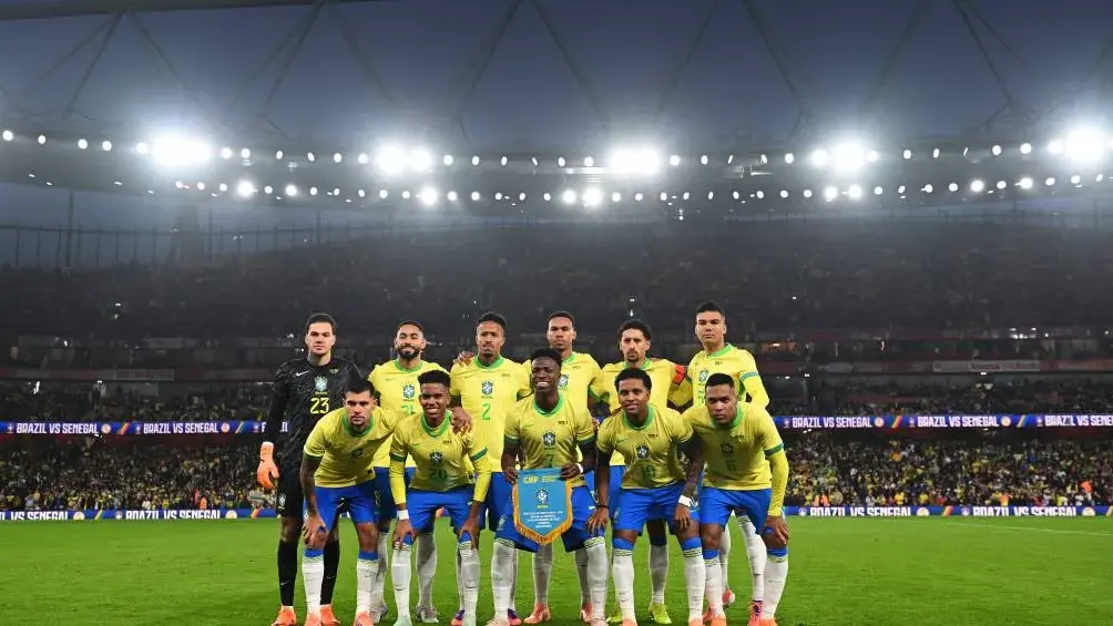 Seleção brasileira em campo durante a estreia contra o Marrocos na Copa do Mundo 2026.