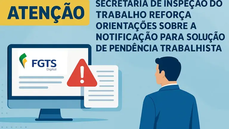 Tela do sistema Domicílio Eletrônico Trabalhista mostrando notificação de pendência trabalhista para empregadores.