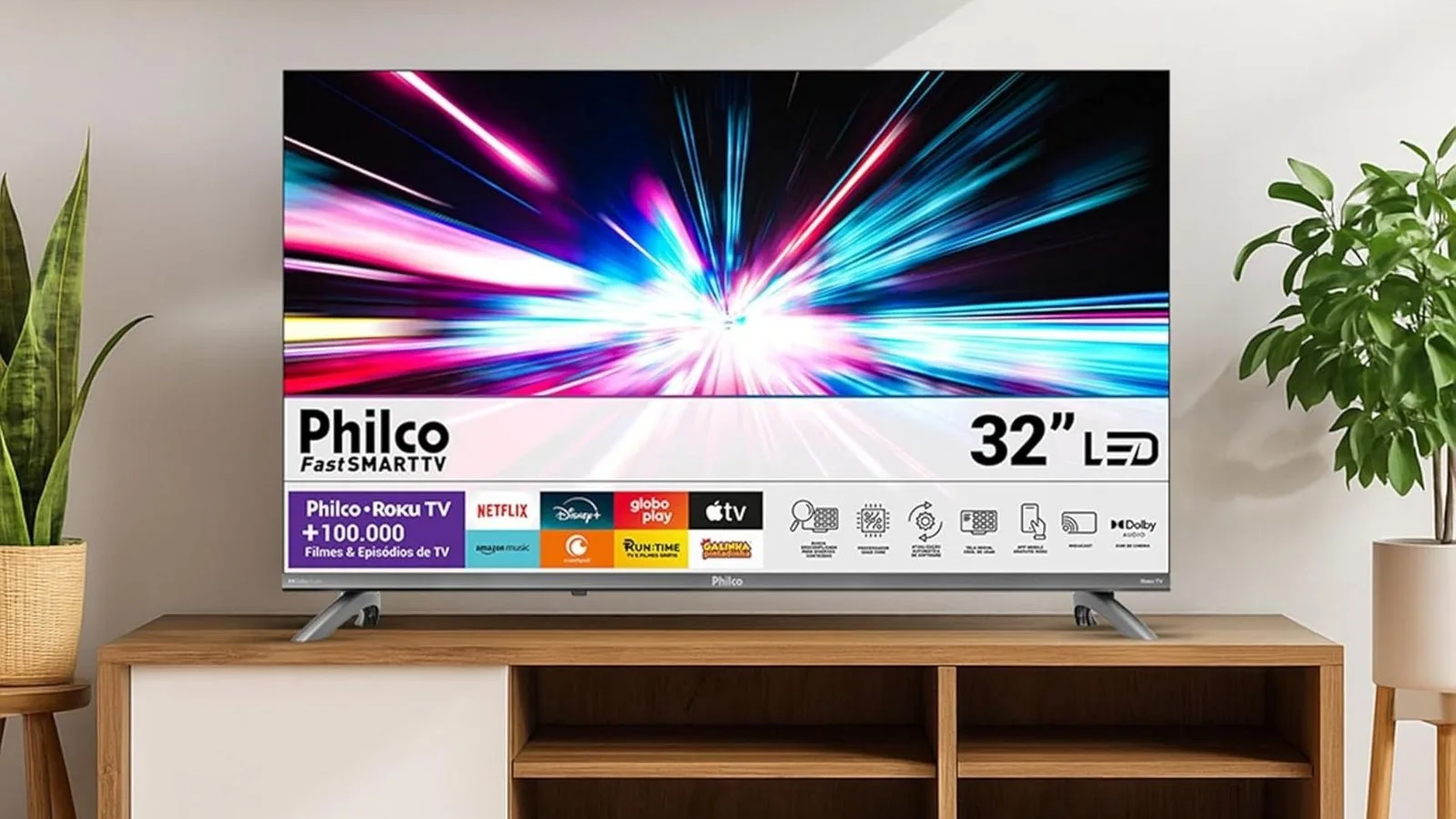 Televisores de 32 a 55 polegadas com tecnologia LED e QNED, listados pela Amazon para a Copa do Mundo de 2026.
