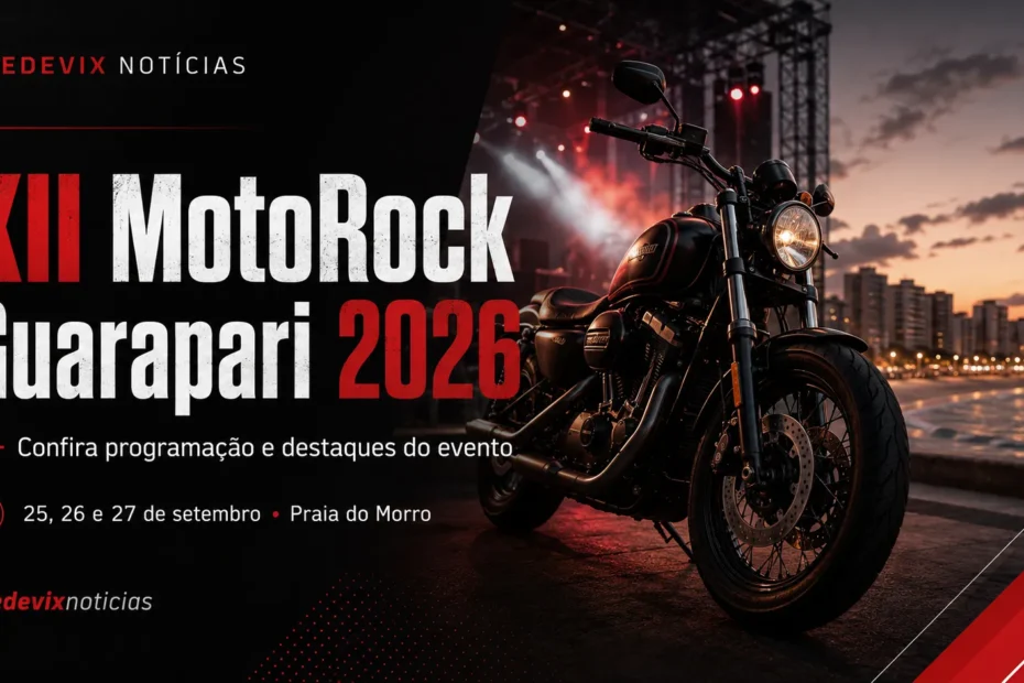 A contagem regressiva para o maior encontro de rock and roll e motociclismo do Espírito Santo já começou. O XII MotoRock Guarapari 2026, organizado pela AMG Motociclistas Guarapari, está oficialmente confirmado para os dias 25, 26 e 27 de setembro de 2026. O evento será realizado na Avenida Celso Bastos Couto, números 1093 e 1094, na tradicional Praia do Morro. Com três dias de celebração, o festival promete reunir milhares de apaixonados pelo universo sobre duas rodas de todo o Brasil, impulsionando o turismo e movimentando a economia local no litoral capixaba.