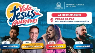 Faltam 4 dias! Vida Jesus Guarapari reúne Sarah Beatriz e Fernandinho neste sábado