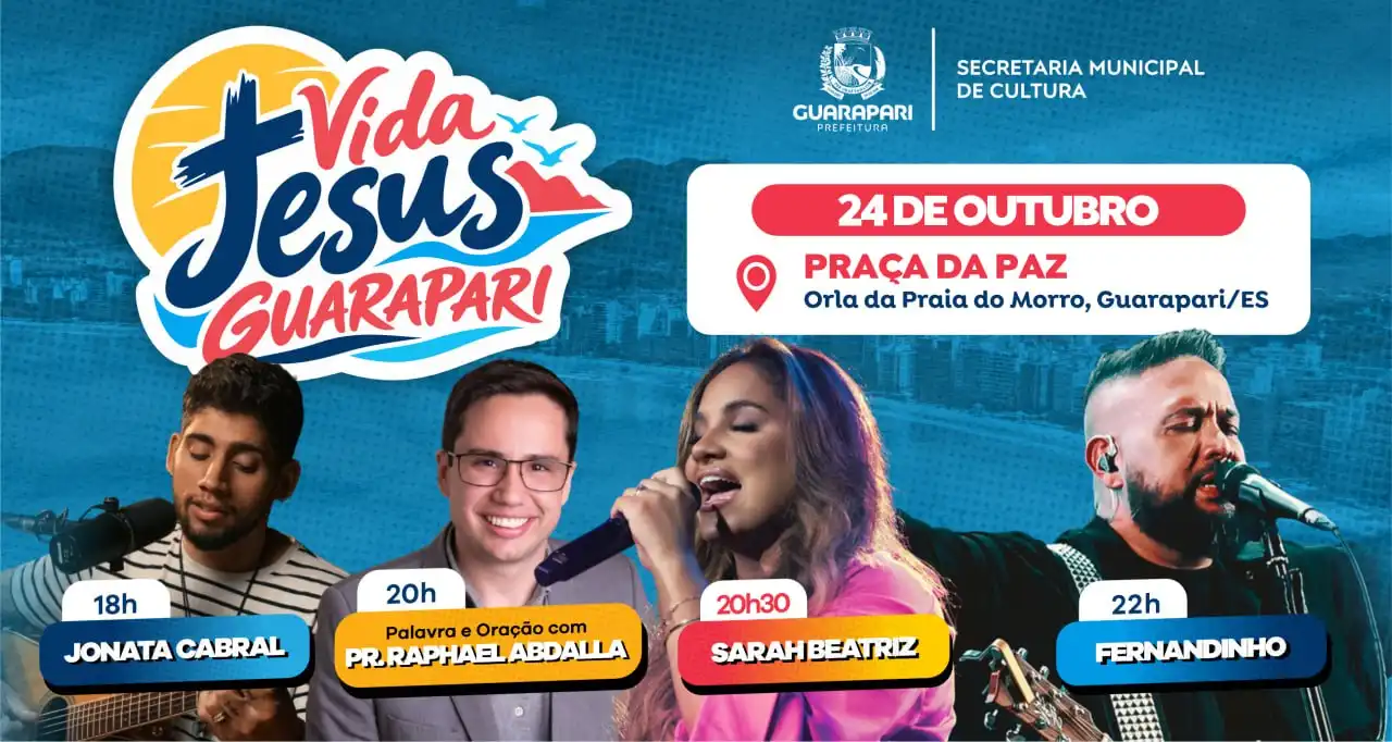 Faltam 4 dias! Vida Jesus Guarapari reúne Sarah Beatriz e Fernandinho neste sábado